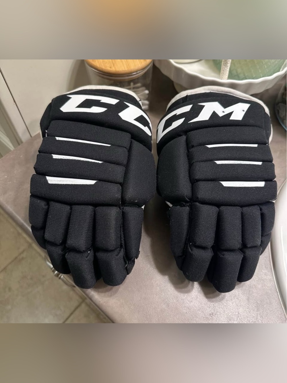 CCM Black and White Hockey Gloves